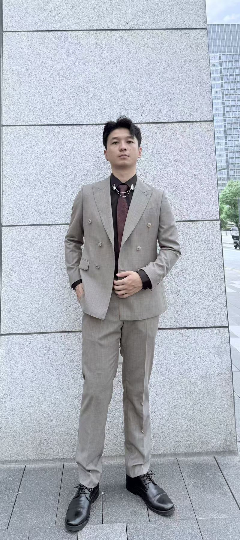 卡其色休闲单西外套